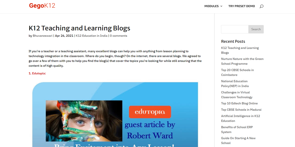 K12 Teaching and Learning Blogs