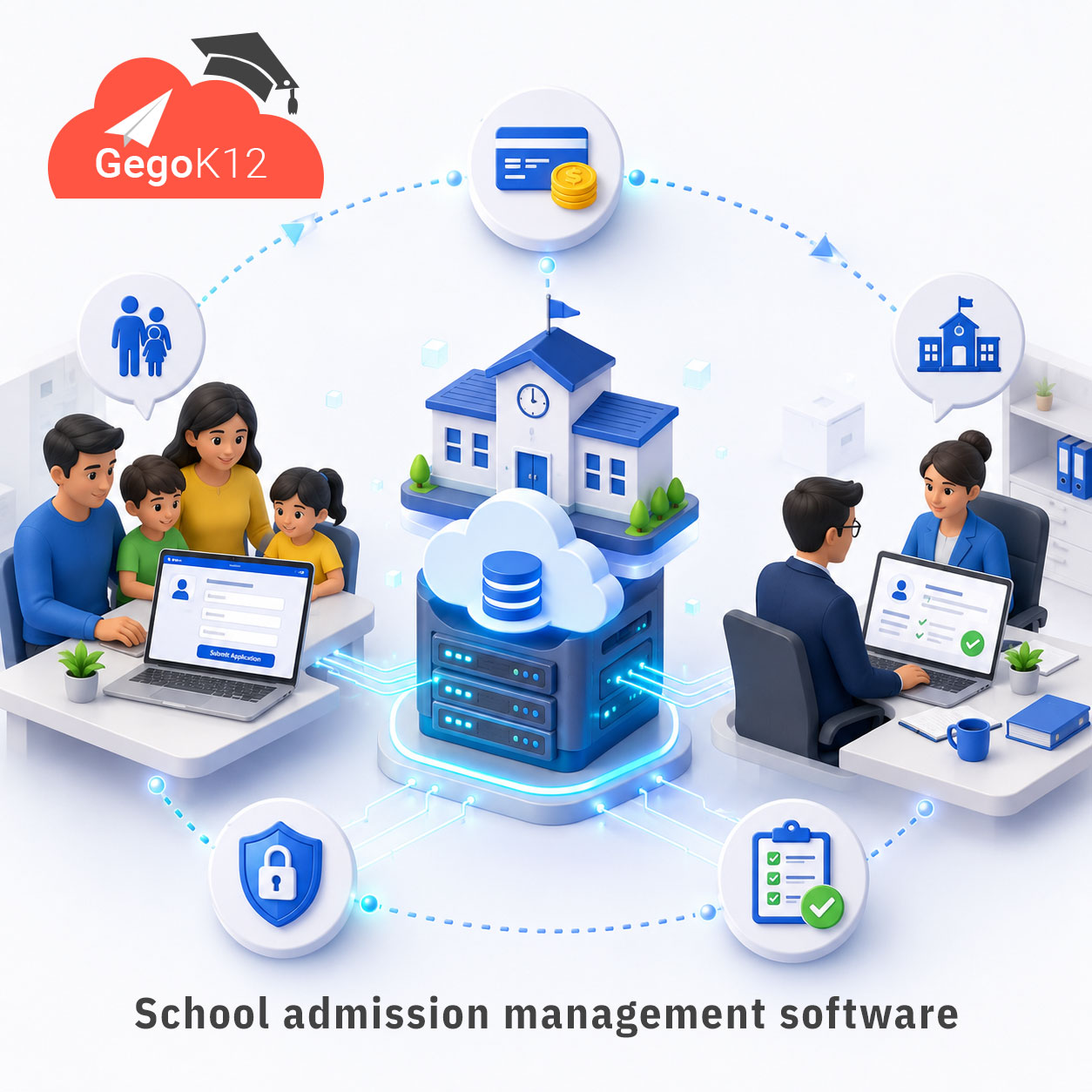 School admission management software: the five stages of the GegoK12 admission process, from opening admissions to enrollment